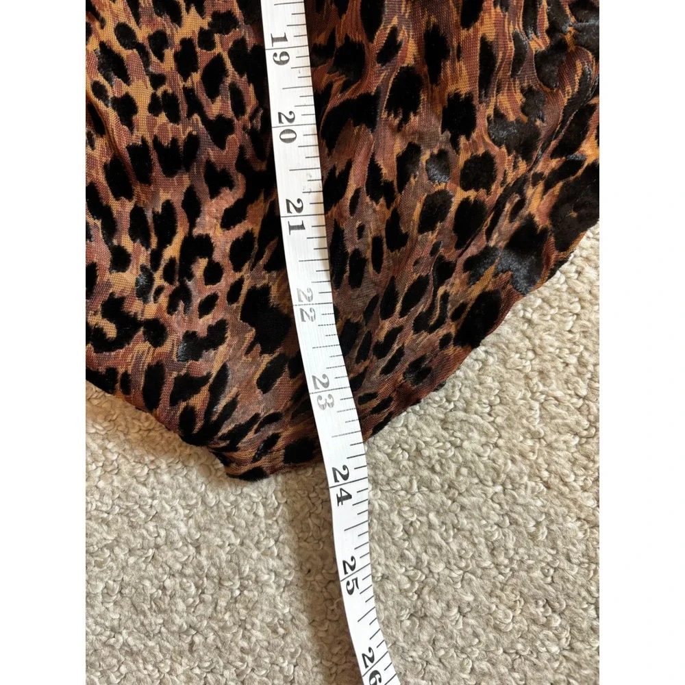 Free People Blouse XS Beige Leopard Print Velvet Burnout Button Front NWT